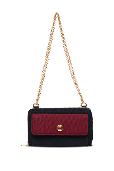 U.S. Polo Assn. Geantă Messenger pentru femei, albastru bleumarin-roșu claret...