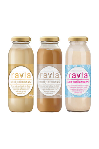 Ravla 3'lü Ürün - Ravla Kaju İçeceği / Fındık İçeceği / Badem İçeceği Konsantresi