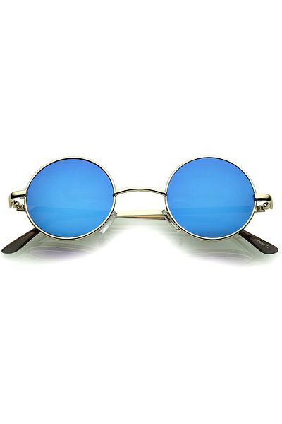 THEICONIC Round Retro John Lennon Sunglasses Blue with Gold