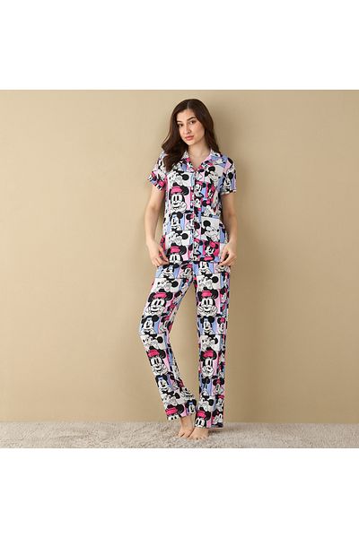 FAV All-Over Mickey Mouse Print Short Sleeve Shirt and Elasticated Pyjama Set