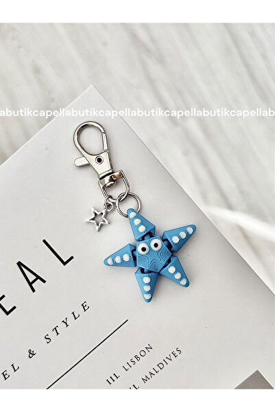 Capella Μπρελόκ και στολίδι για τσάντα με μπλε αστερία της θάλασσας
