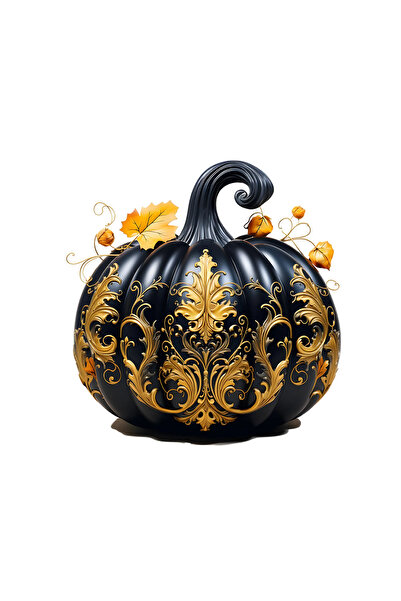 INOVATIX Set de 8 autocolante de Halloween cu dovleac negru și ornamente auri...