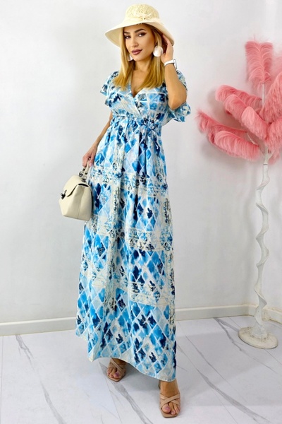 FashionForYou ISHANI long dress, with silky look and decorative tassels, Blue,