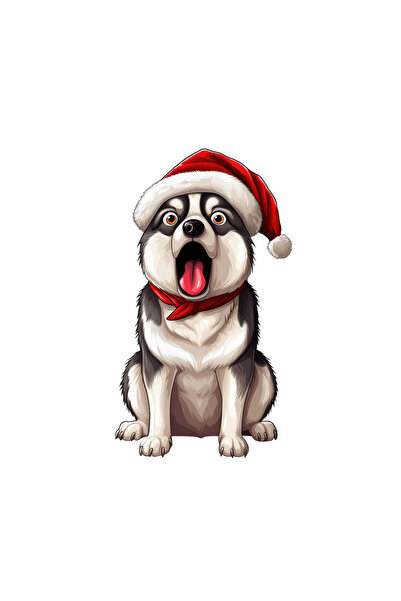 INOVATIX Σετ 8 τεμαχίων, Αυτοκόλλητο Σιβηρικού Χάσκι με Χριστουγεννιάτικο καπ...