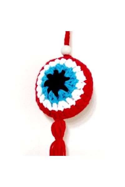Mixperi Evil Eye Bead Patterned Tasseled Red Car Ornament