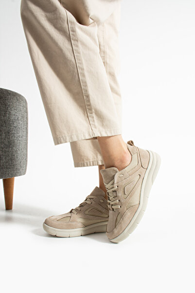 Getcho Stuan Women's Suede Beige Sneaker Casual Shoes |   Lightweight Sole Soft Inner Structure Comfortable Sports Style