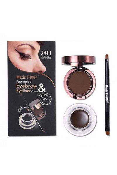Music Flower Music Flower M1096 2 in 1 Eyebrow & Eyeliner Cream Black & Brown 7g