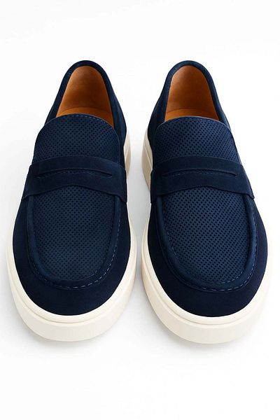 Morven Men's Navy Blue Summer Casual Eva Sole Suede Shoes