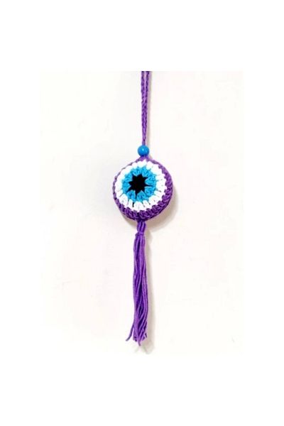 Mixperi Evil Eye Bead Patterned Tasseled Lilac Car Ornament