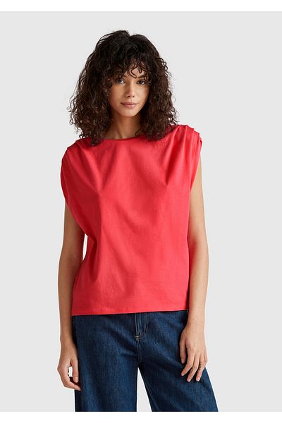 United Colors of Benetton Women's Orange 100% Cotton Shoulder Gathered Undershirt