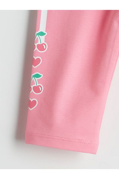 LC Waikiki New Season Elastic Waist Cherry Printed Girls' Leggings - S5Pd10Z1