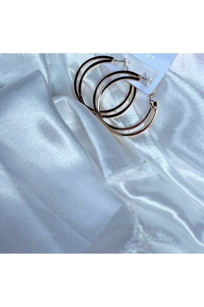 DORA-SS Earrings Bilateral Ring Union Steel Modern