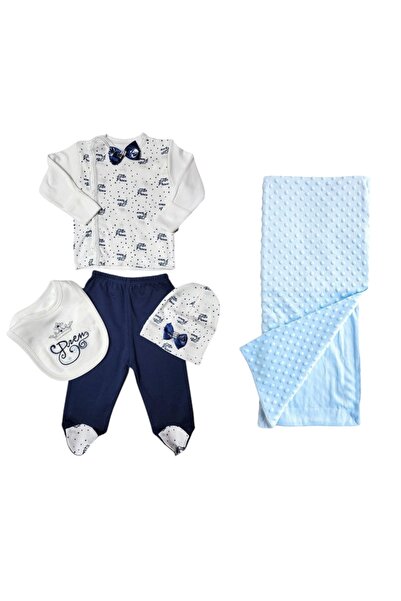 Avşar Baby 5-Piece Birth Set (Mother Baby Bag, Hospital Release Blanket, 10-Piece Wipes and 3-Piece Socks)
