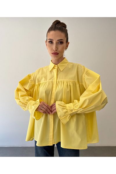 ossons Cămașă cu mânecă largă cu șnur cu design supradimensionat