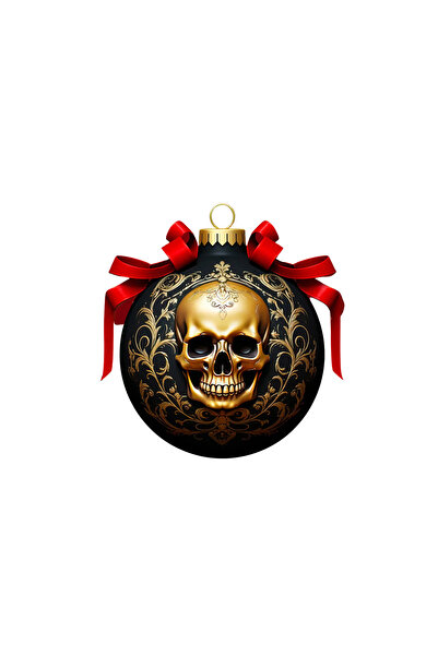 INOVATIX Set de 8 piese, autocolant glob negru cu craniu auriu, INOVATIX®. 6 cm