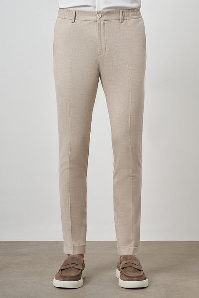 Morven Men's Beige Trend Full Elastic Slim Fit Trousers