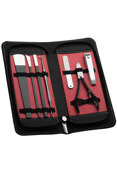 zenifique Trusa Pedichiura, Zenifique, 7 Piese, Din Inox, Etui Negru/Rosu