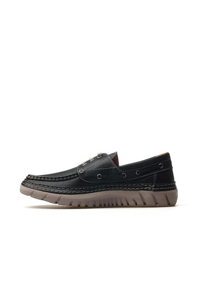 YAŞAR KAŞLI Men's Genuine Leather Marine Casual Shoes 25Y Ykm-251280 m Black