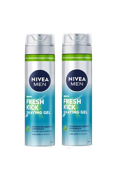 NIVEA MEN Fresh & Cool Shaving Gel, Mint Extracts, Magnesium & Vitamin, 200ml, Pack of 2