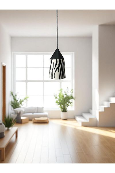 ferayhome Pendant Chandelier Living Room Kitchen Hall Room Ceramic Decorated Cylinder Model Zebra Patterned - Feray Home