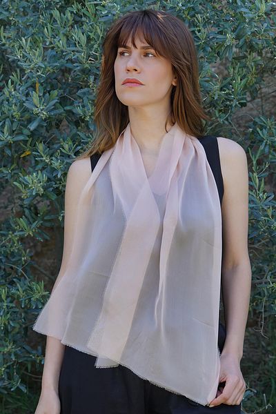 Defne&Apollon İpekçilik 100% Silk Hand Painted Scarf - Tasseled - Salmon