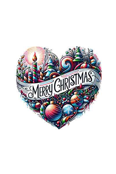 INOVATIX Set de 8 bucăți, autocolant inimă Marry Christmas Liza, INOVATIX®. 6 cm