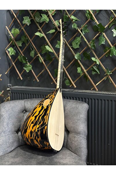 Sazhane Özel Seri Leopar Desenli Makasar Abanozu Kısa Sap Bağlama