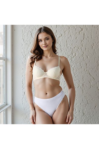 FAV Lace and Mesh Detail Bra with Adjustable Straps