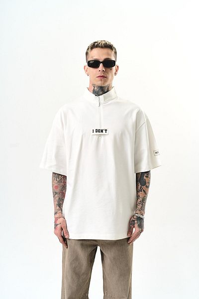 Respire Ανδρικό μπλουζάκι I Don't Embroidered Oversize Ecru