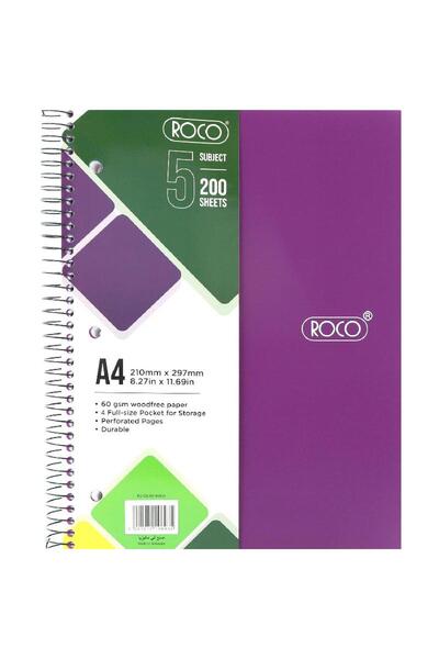 Roco Neon Notebook A4 200 Sheets Lined Purple