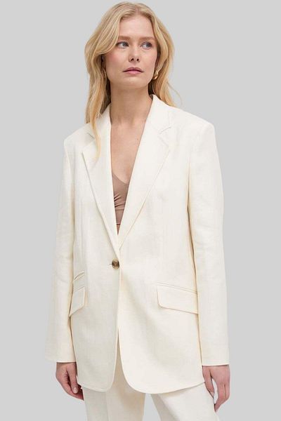 BOSS Women's Buttoned Linen Jacket White