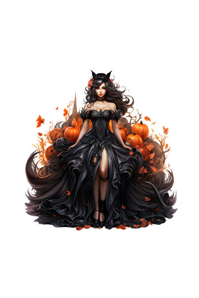 INOVATIX Set de 8 autocolante de Halloween Vrăjitoare Neagră cu Dovleci, INOV...