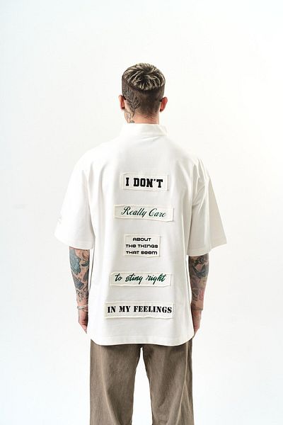 Respire Ανδρικό μπλουζάκι I Don't Embroidered Oversize Ecru
