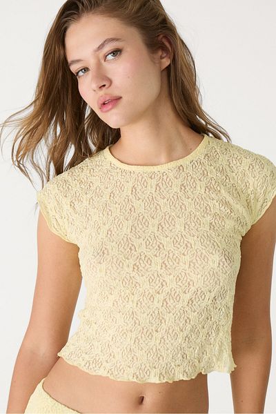 Stradivarius Lace top with cap sleeves