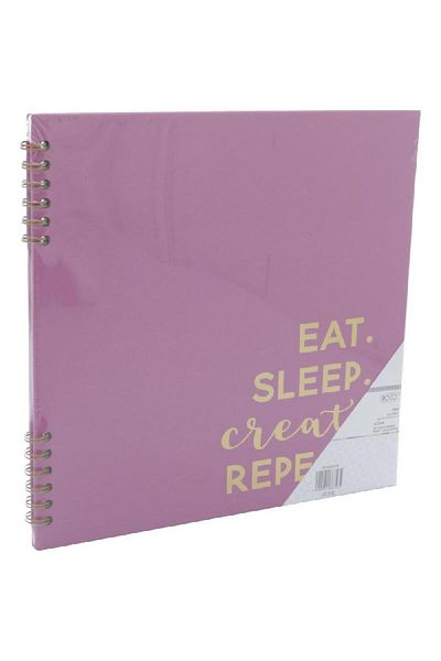 Roco Scrap Book Spiral Pink/Gold "Eat Sleep Create" "12 X 12" 20 Pages