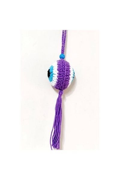 Mixperi Evil Eye Bead Patterned Tasseled Lilac Car Ornament