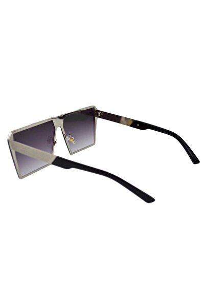THEICONIC Rectangular Flat Sunglasses Grey Silver Gradient Lens