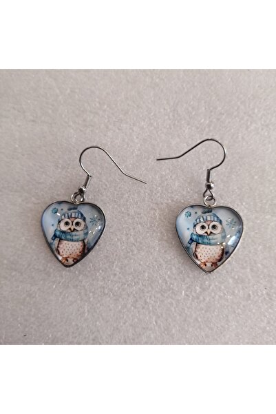 Butik Tülin أقراط متدلية على شكل قلب من الفضة الأصلية على شكل بطريق مقاس 4 × ...