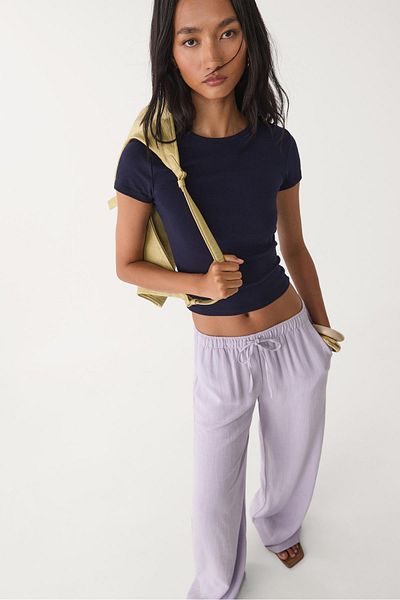 Stradivarius Flowing linen blend trousers