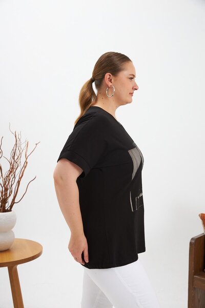 RMG Large Size Printed T-Shirt Black