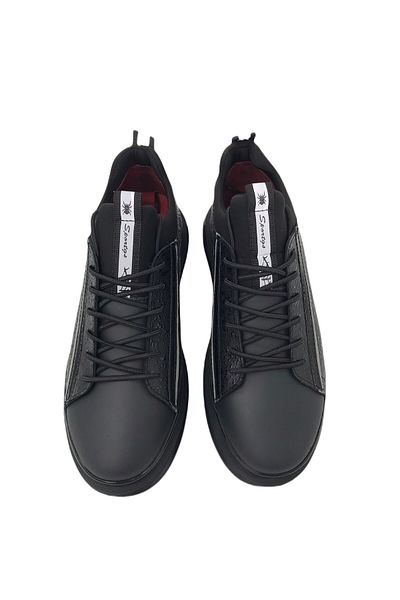 MARCOMEN 20009 Casual Men's Leather Sports Shoes Black