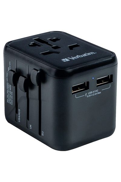 Verbatim Verbatim 49543 Universal UTA-01 2xUSB-A Travel Adapter, Black