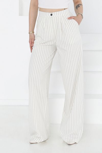 TOFİSA Striped Trousers White - 27248