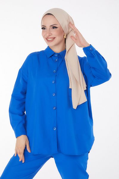 TOFİSA Tunic Trousers Double Set Saks - 27086