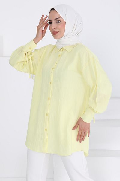 TOFİSA Tunic Sari with Lace-Up Sleeves - 27001