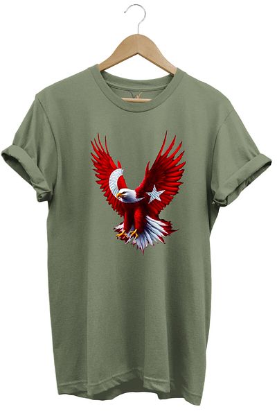 WİDİ Türkiye Moon Star Τουρκική σημαία Eagle Design Μπλουζάκι με λαιμόκοψη 100% βαμβάκι με κανονική εφαρμογή