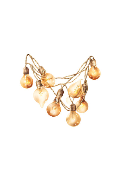 INOVATIX Set de 8 bucăți, autocolant ghirlandă cu becuri ornamentale aprinse,...