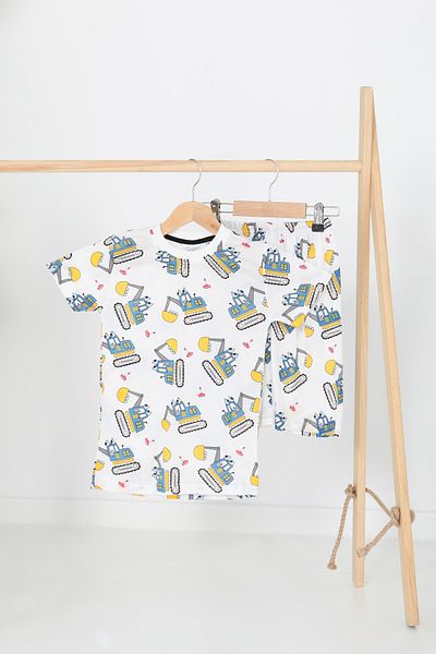 TOFİSA Boy's White Patterned Shorts Suit - 27165