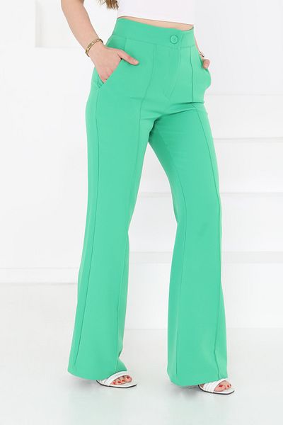TOFİSA Striped Fabric Trousers Green - 27247