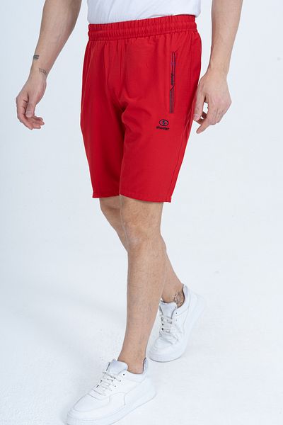 Shooter Sportswear Men's Red Summer Shorts Regular Zipper Pocket Embroidery Detail